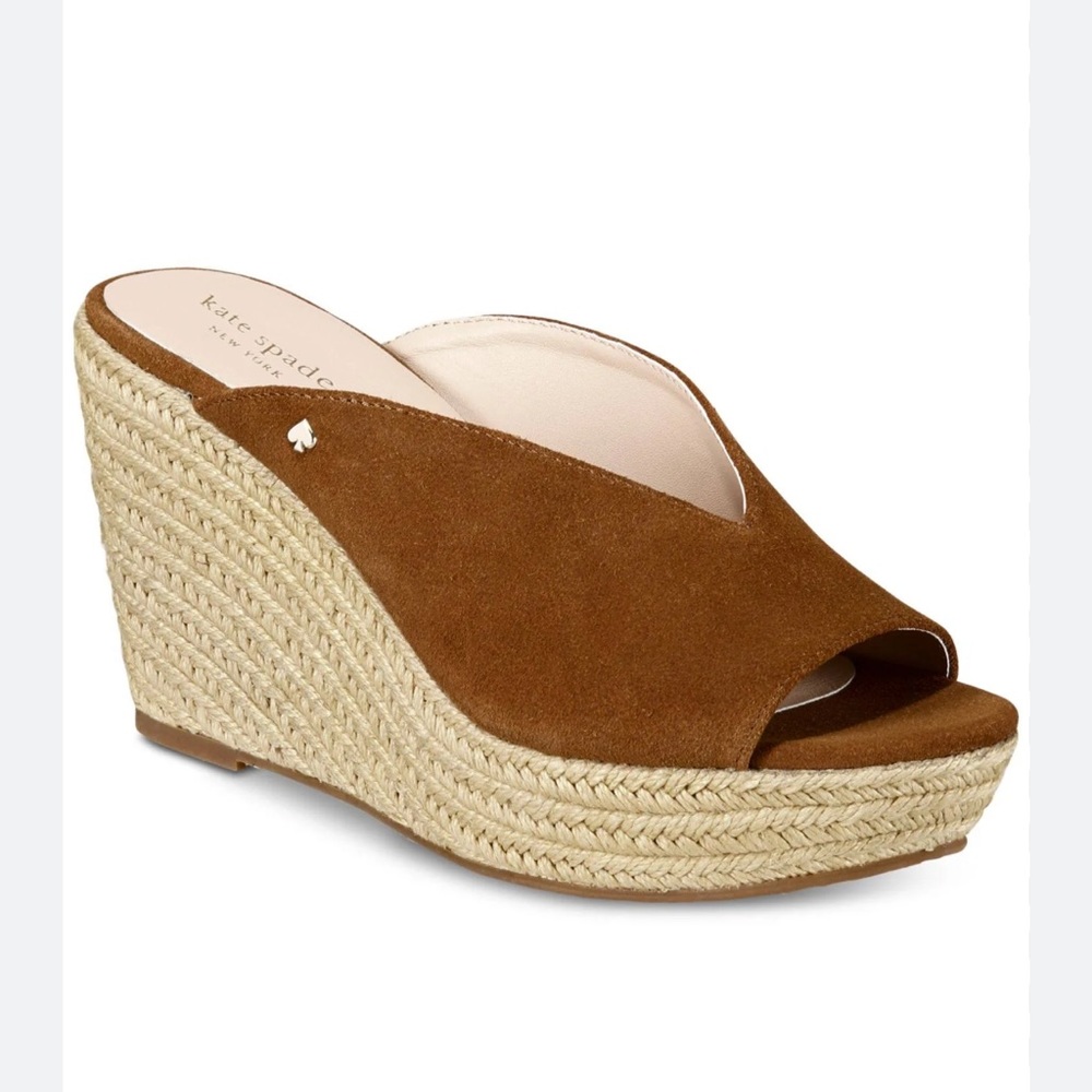 Kate Spade Brown Espadrille Wedge Sandals with Ankle Strap